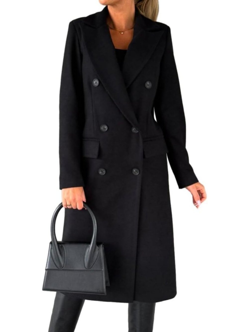 Trendy Double Breasted Wool Peacoat for Women - Fall Winter Long Jacket